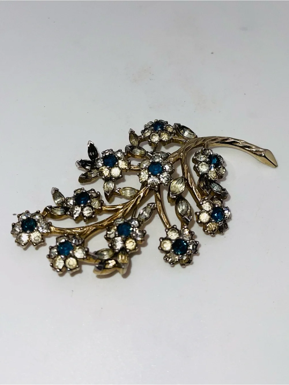 Exquisite Vtg Signed JOMAZ Joseph Mazer Floral Rhinestone Brooch 1950s Estate Pc - Picture 2 of 14